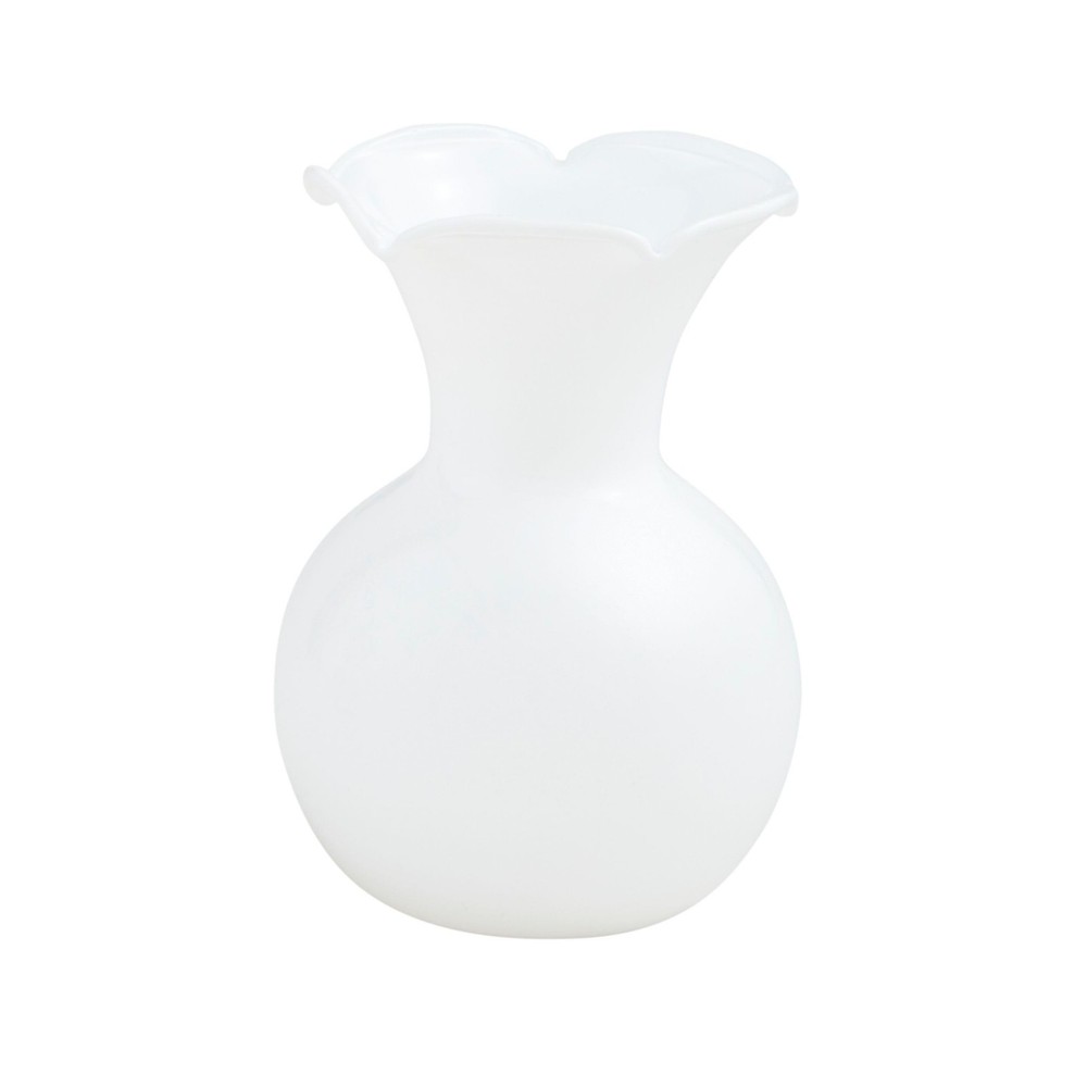 Mud Pie Mini Ruffle Vase, White, 4" x 3.25",Vases