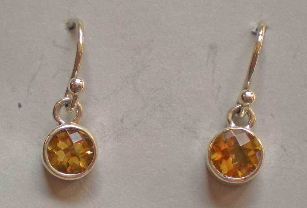 Citrine Earrings - Sterling Silver j919a