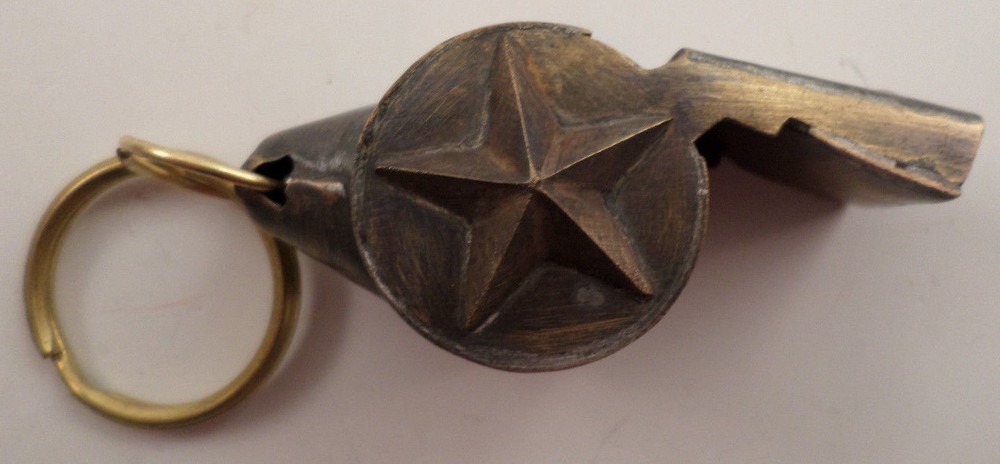 F.D. FD Fire Department Whistle Solid Brass Key Ring Chain Fob #A40
