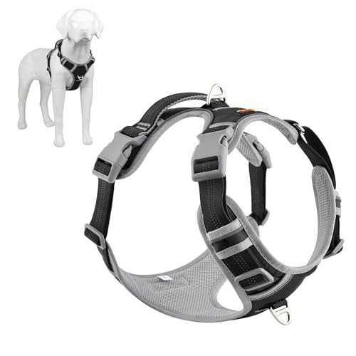 No Pull Dog Harness, Release at Neck, Reflective Adjustable Dog Medium Black