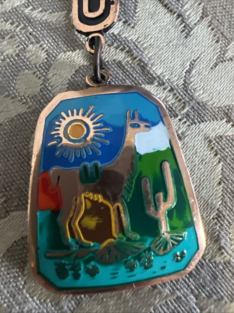 Vintage Peru Painted Keychain Llama