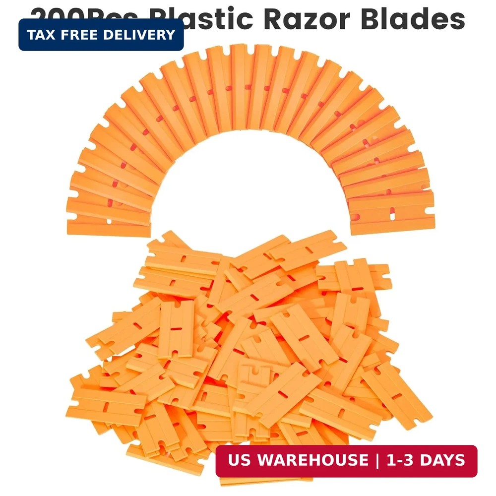 Aleric 200Pieces Plastic Razor Blades, Double Edged Plastic Blade for Scraper, S