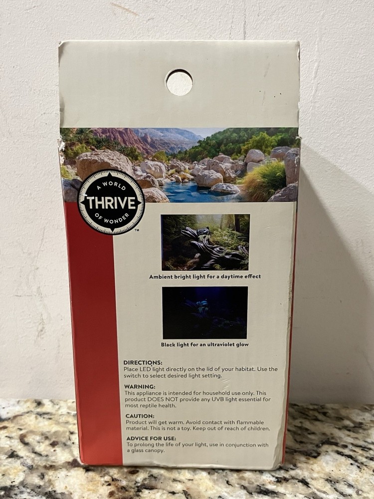 Thrive Reptile Mini LED Light 2 Modes Ultraviolet Nightlight/Bright Daytime