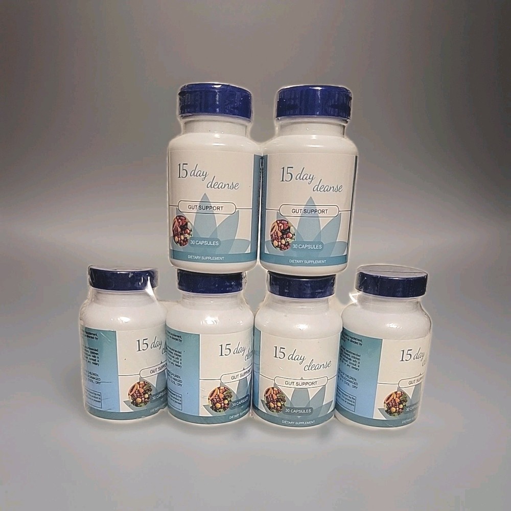 15 Day Gut Cleanse 6 Pack!  Exp. Below. 30 Caps Ea. Free Ship!