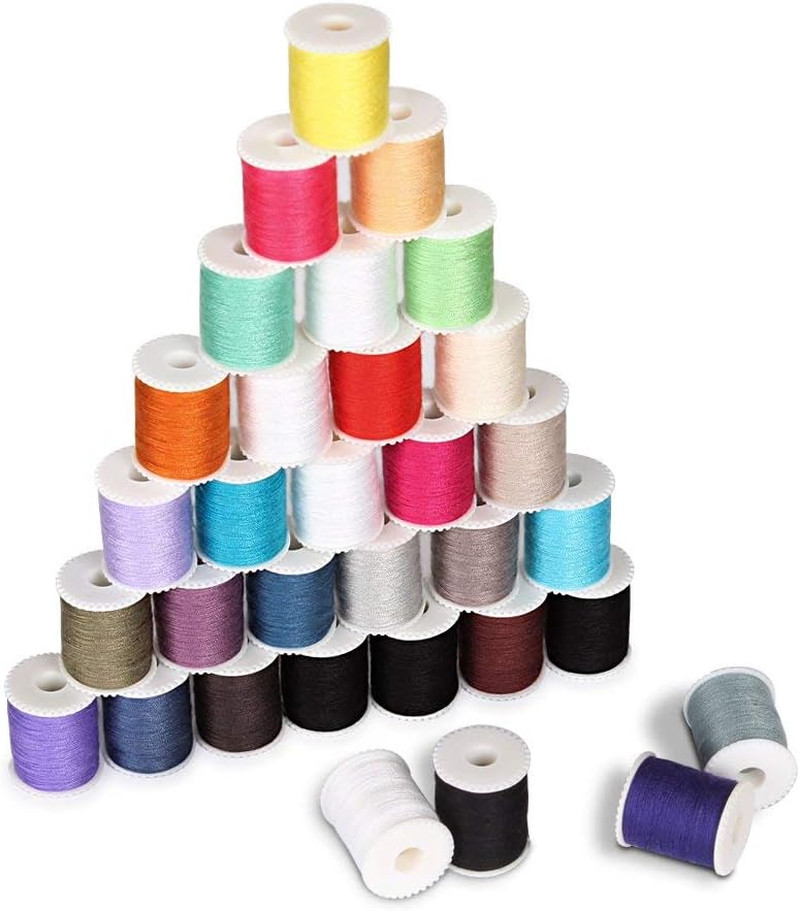NEX 60 Pcs Bobbins Sewing Thread Kit, Polyester Mini Bobbins and Thread Spools f