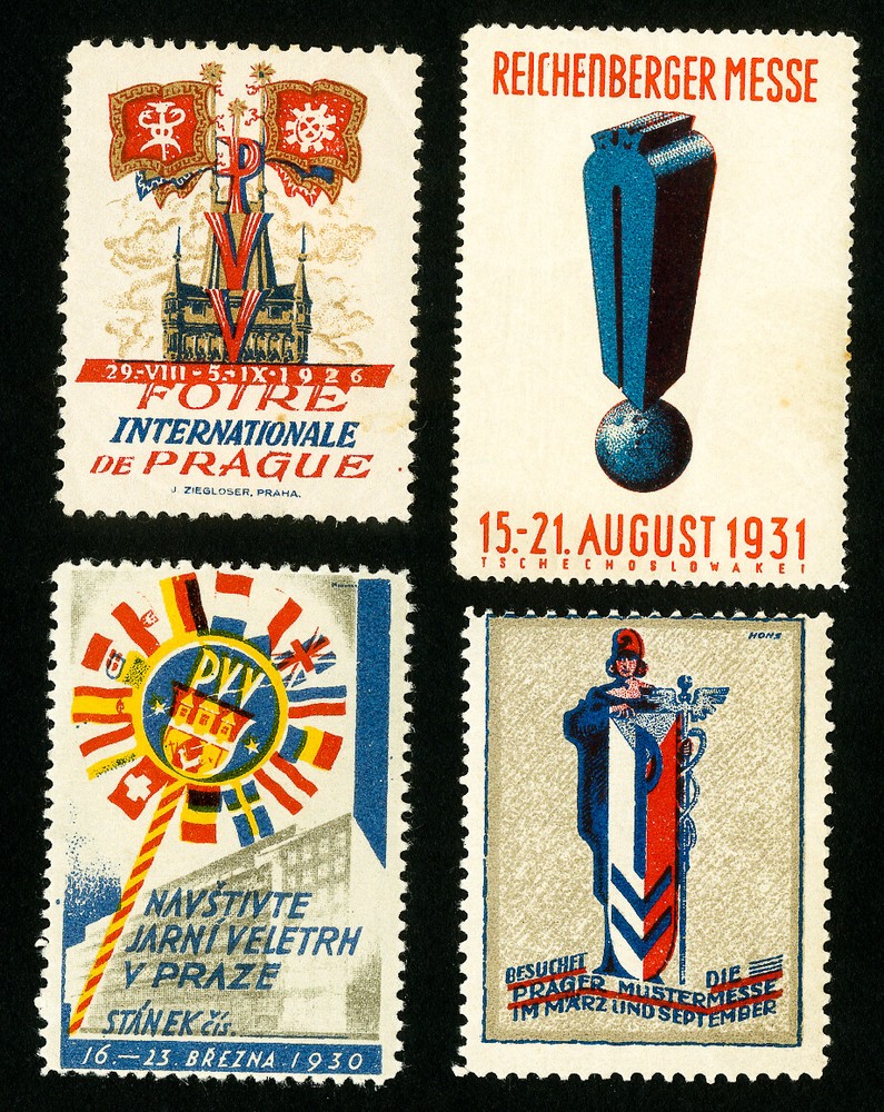 Czechoslovakia Stamps 4 Different Rare Labels
