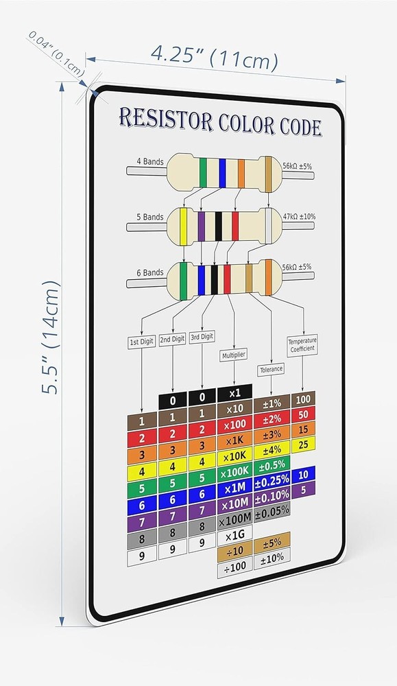 Resistor Color Code Chart | Reliable & Durable Magnetic Chart Sheet 4.25" X 5.5"