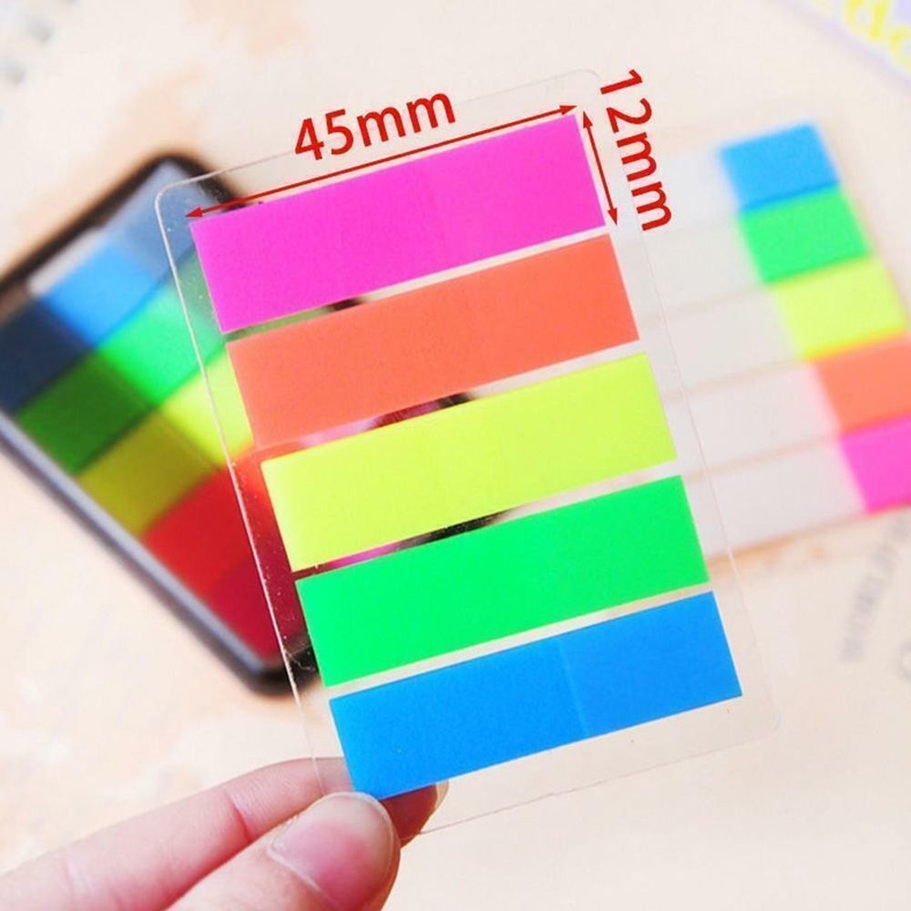 100Pcs Fluorescence Sticky Notes Memo Flags Bookmark Sticker NEW@