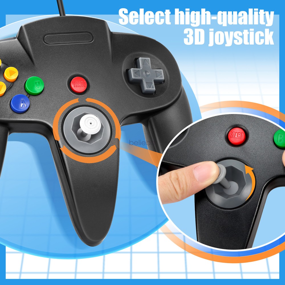 For PC/Mac/Linux N64 SNES NES USB Controller Joypad Classic Wired 64 Bit US Ship