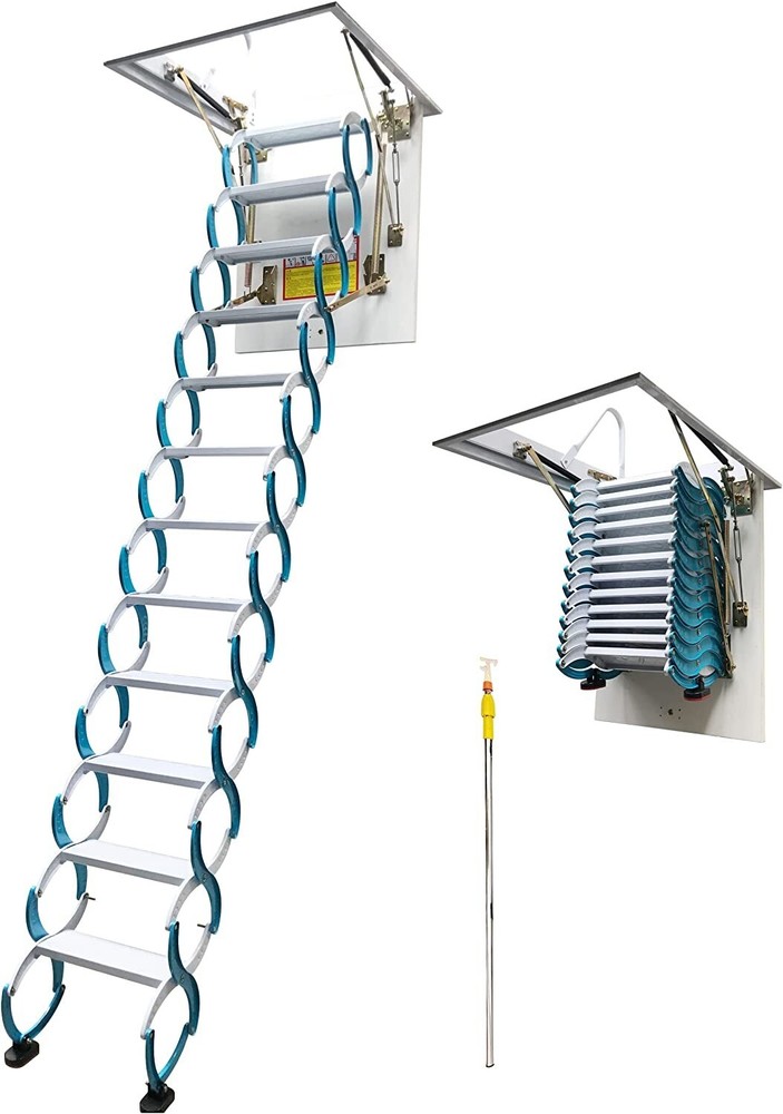 Attic Ceiling Folding Loft Ladder,Hidden Loft Stairs,Max9.8ft Pulldown Extension