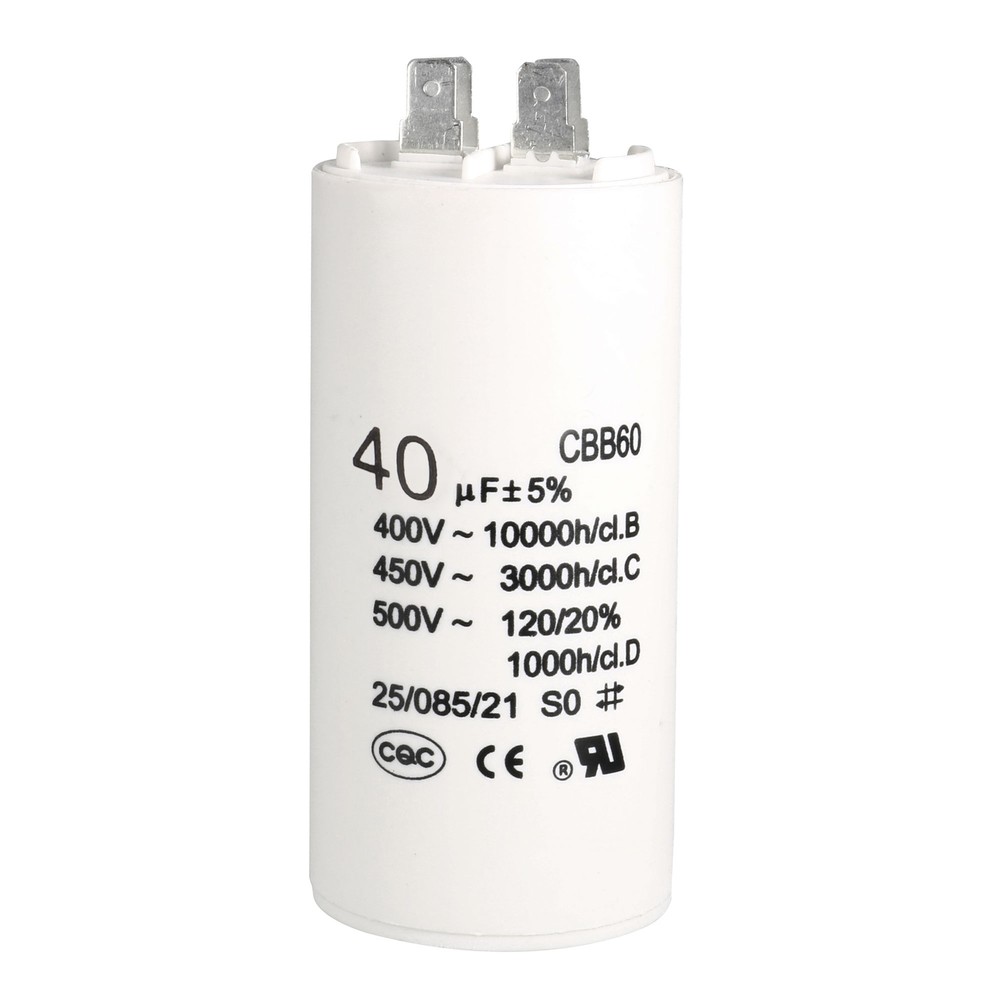 94x45mm CBB60 Run Capacitor 40uF 450V AC Double Insert White