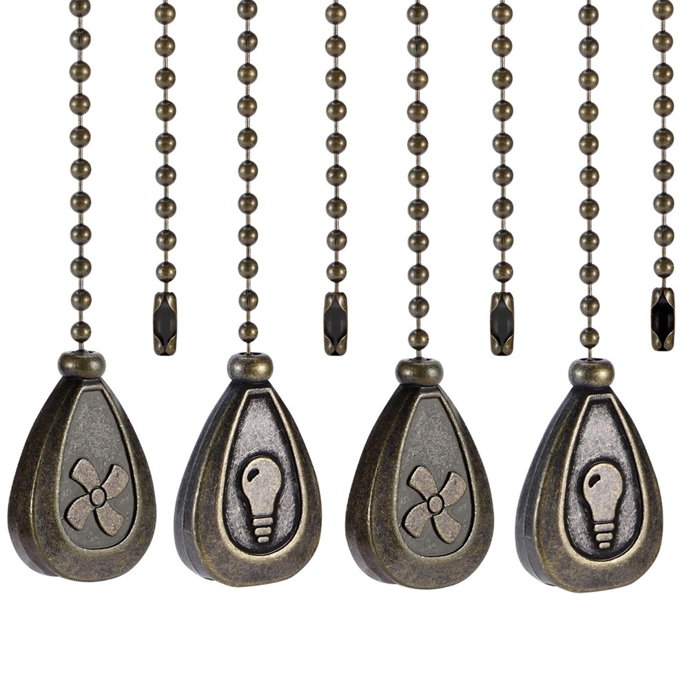 4 Pack Bronzed Ceiling Fan Pull Chain Extension, 12 Inches Classic Drop Shape...