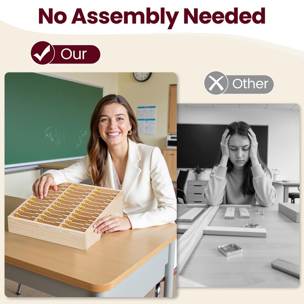 Classroom Cell Holder, Fully Assembled 36 Grid Cellphone Storage Box for Stud...