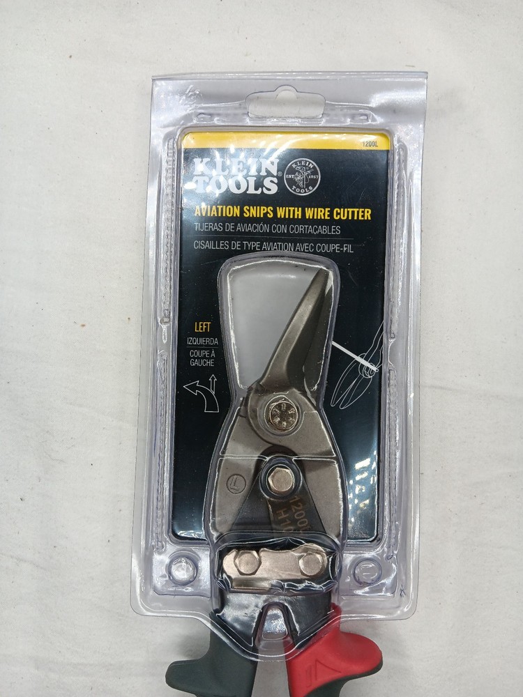 Klein Tools 1200L Aviation Snips with Wire Cutter, Left