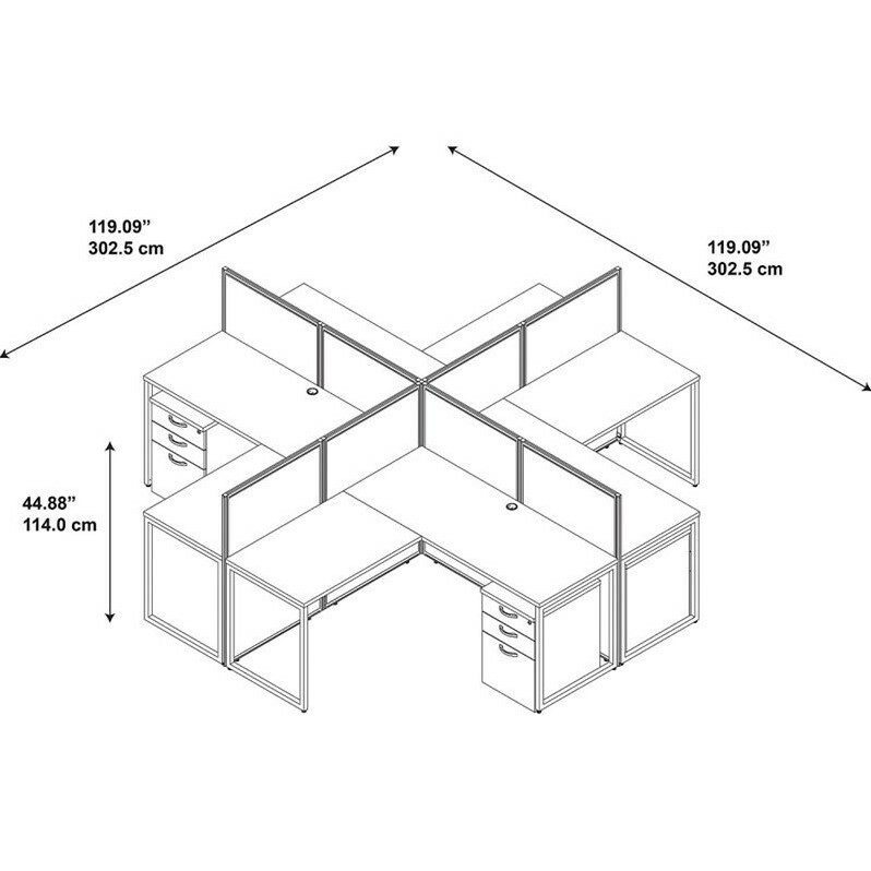 Scranton & Co 3 Drawer L Shaped Computer Desk for Four