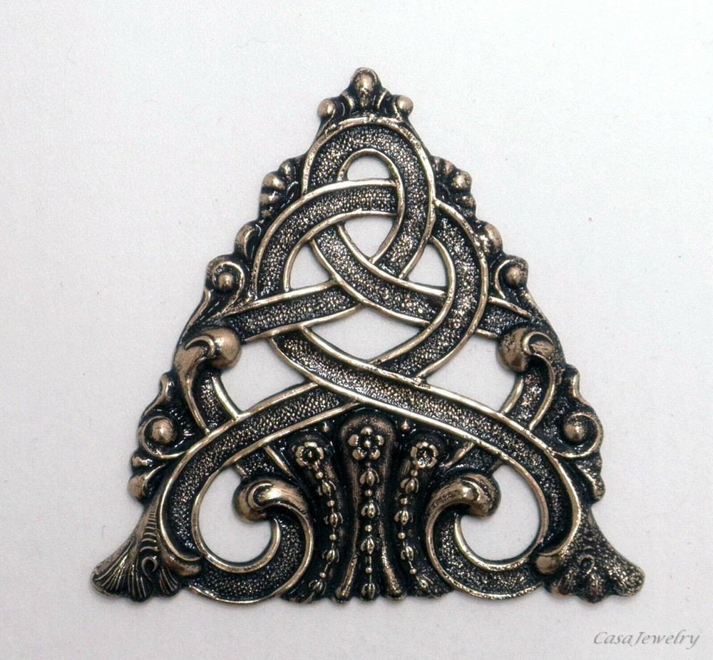 #3482 ANTIQUED GOLD CELTIC TRIANGLE SHAPE COMPONENT - 1 Pc Lot