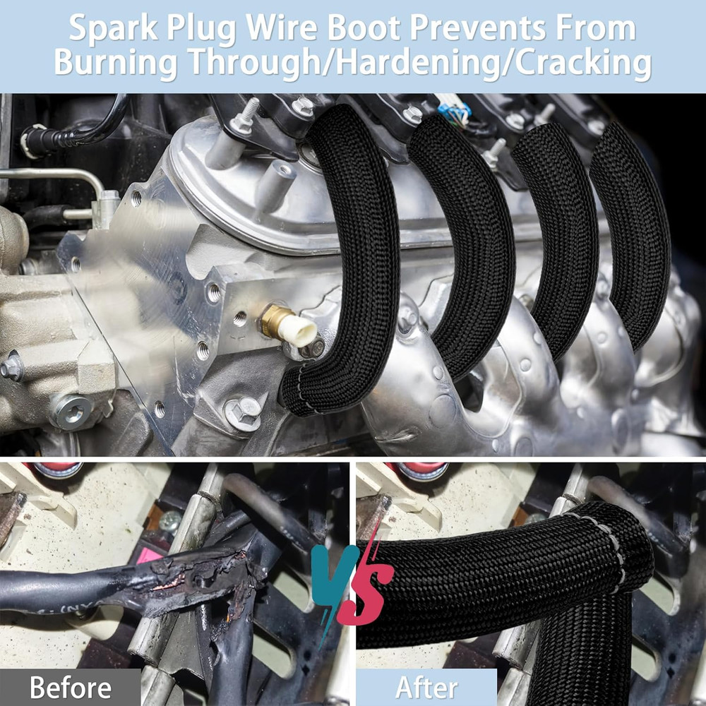 Spark Plug Wire Heat Shield, 8Pcs 2500° Spark Plug Boot, Spark Plug Heat Shield