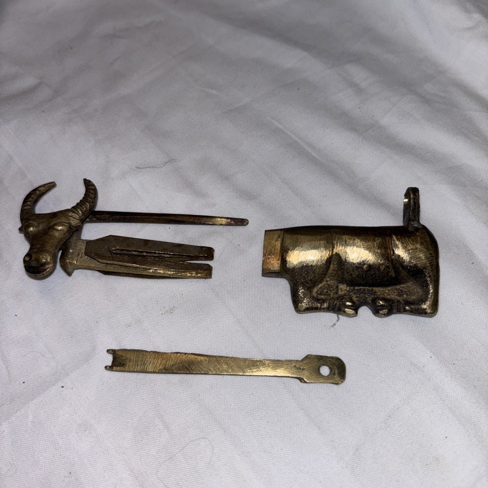 Vintage Brass Oxed Bull Lock
