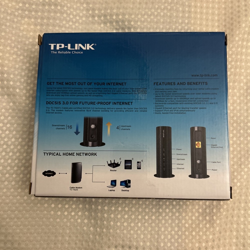 TP-LINK TC-7620 680Mbps Cable Modem - Pre-Owned - DOCSIS 3.0