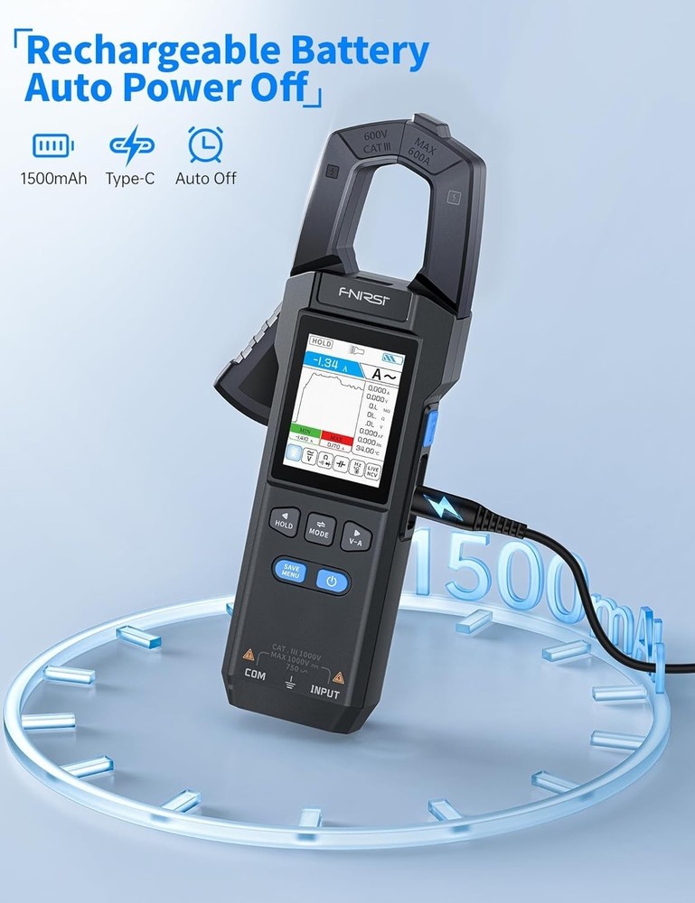 Professional DMC-100 Digital Clamp Meter 9999 Counts, 600A, Advanced Features