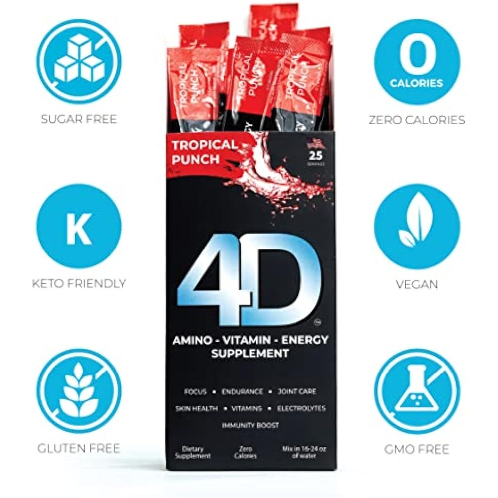 4D Clean Energy Drink Mix + Electrolytes + Immune Support + MultiVitamins +
