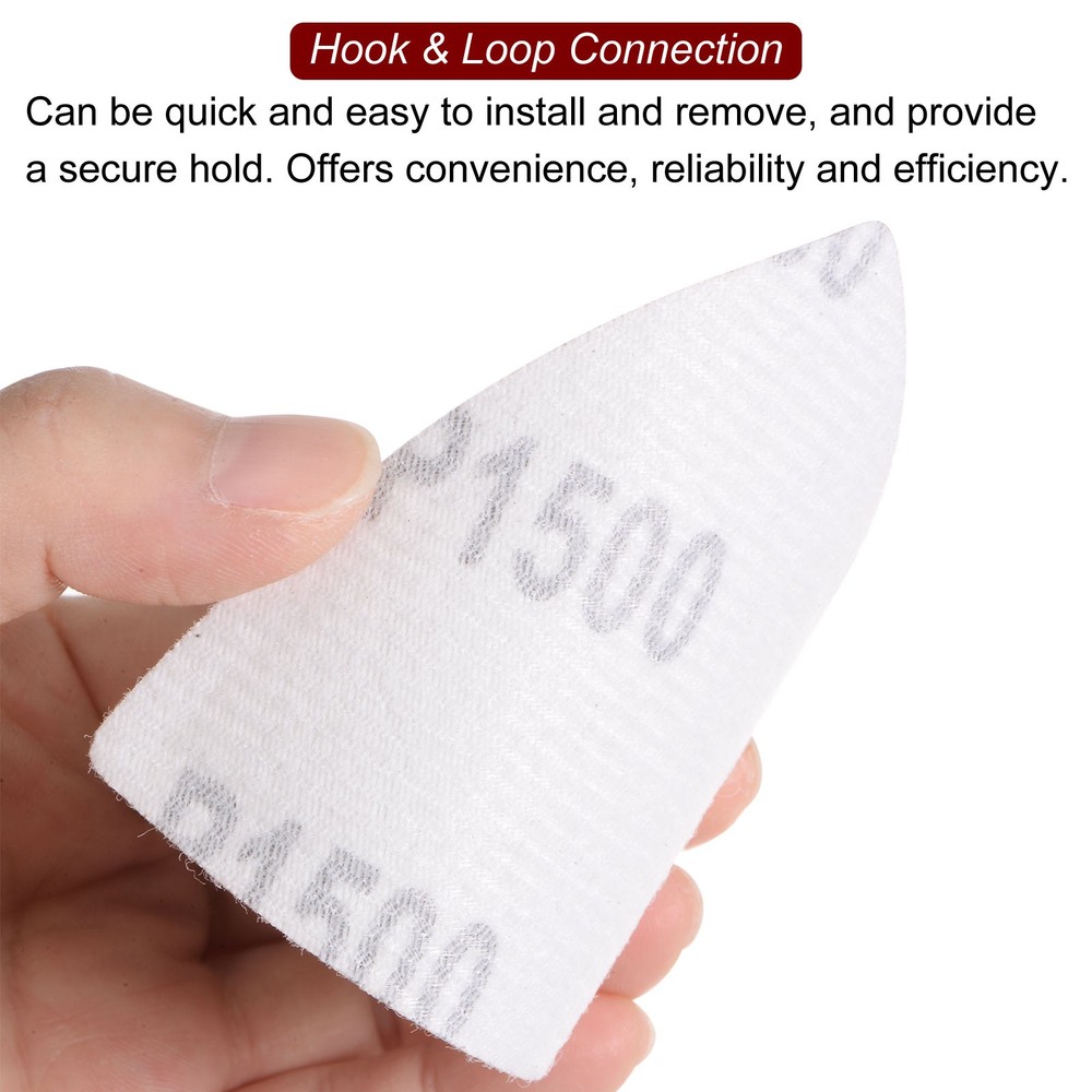 120pcs 1500 Grits 80mm Aluminum Oxide Triangular Hook & Loop Sandpapers Pads