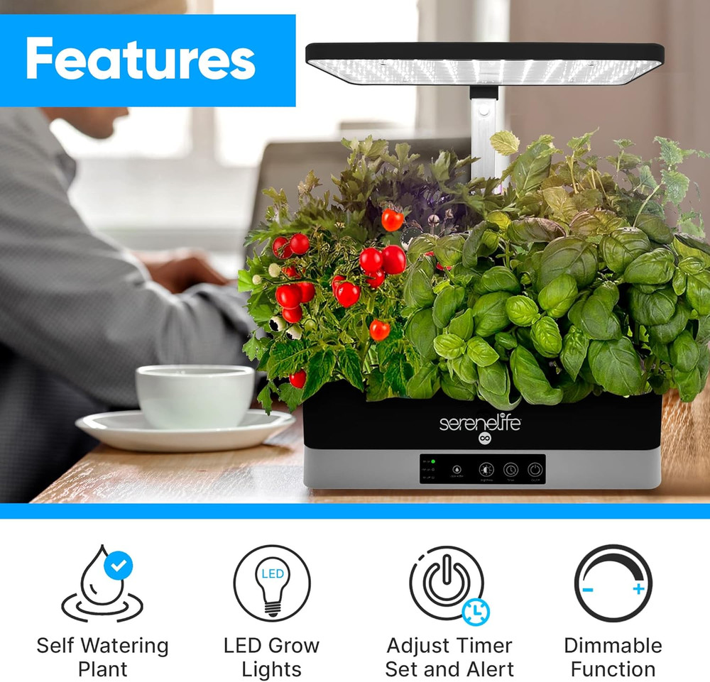 Smart Starter Kit-Hydroponic Herb Garden Indoor Plant System W/Height Adjustable