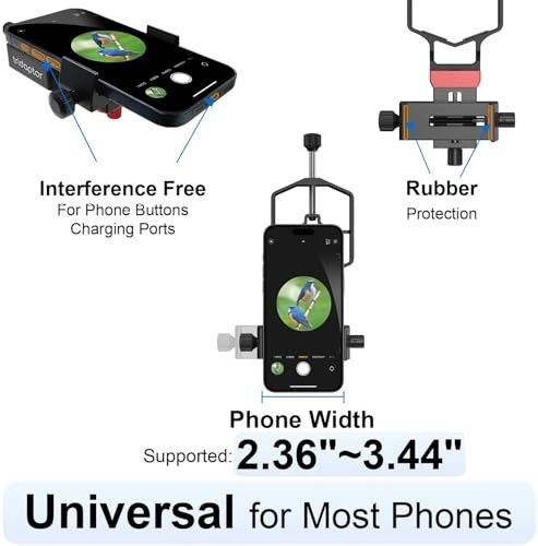 Universal Digiscoping Adapter | 3-Axis Metal Phone Holder for Telescope & Scope