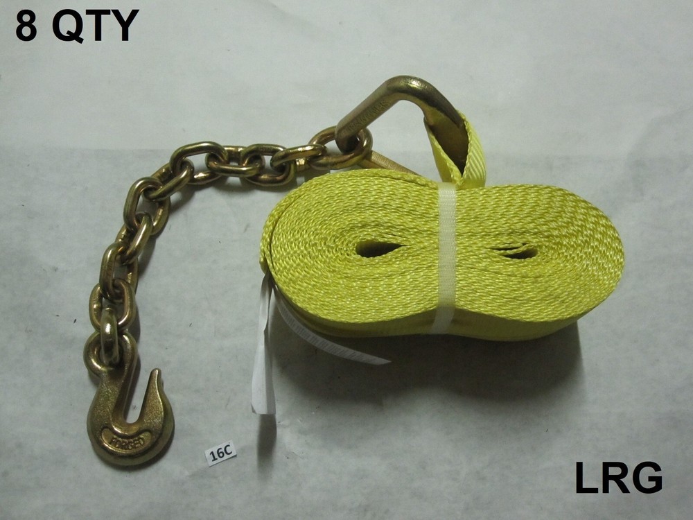 DC Cargo 8 Pack 4" x 30" Winch Strap Flatbed Cargo Tie Down Chain Anchor hook