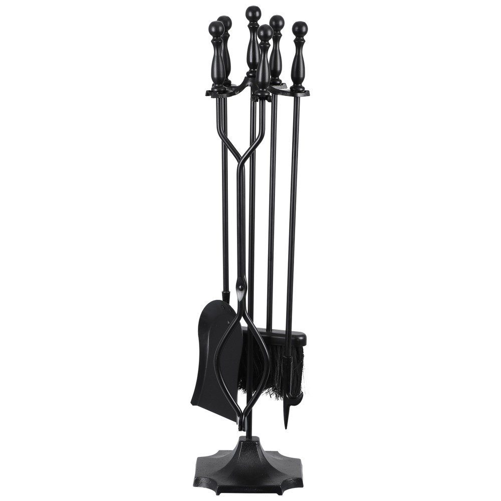 Fireplace Tools 5 Pcs 31" Wrought Iron Fireplace Tools Set w/Handle Black Stand