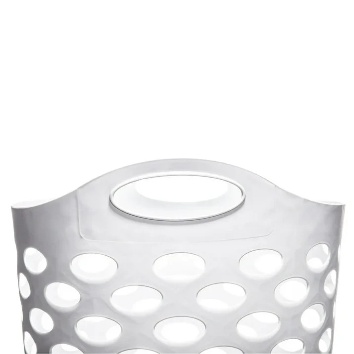 (3 pack) Mainstays Plastic Round Laundry Hamper, White, with Carrying Handles