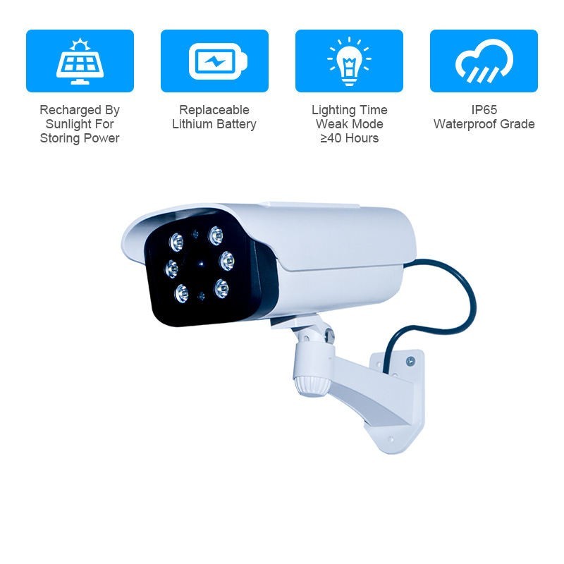 Outdoor Home Security Alarm LED Flash Light Solar PIR Motion Sensor Camera Shape