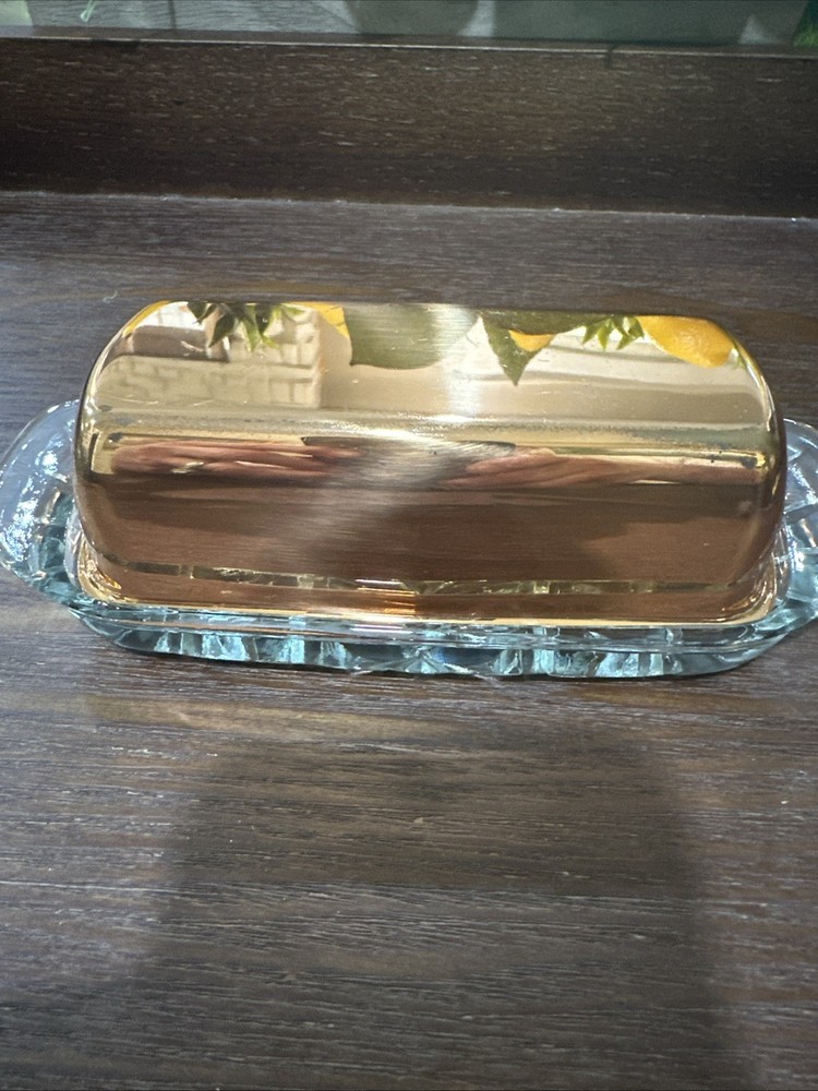 Copper Covered Glass Butter Dish