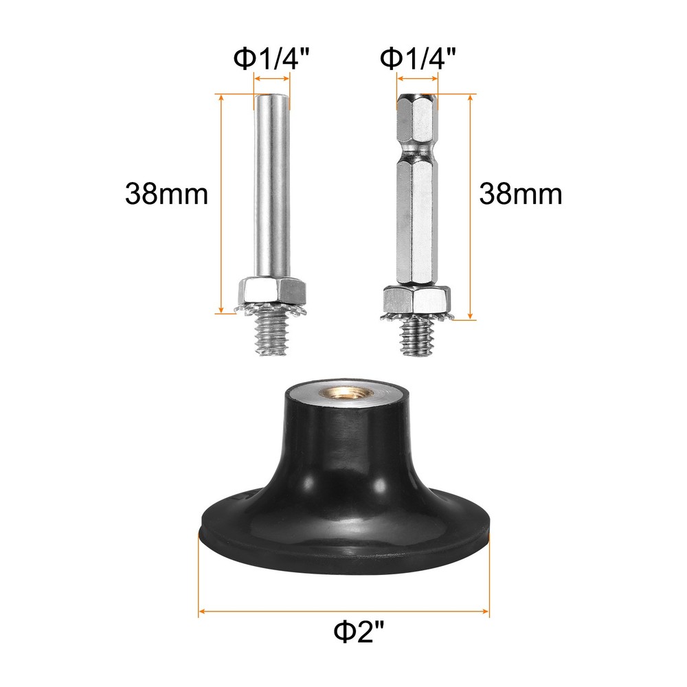 2Pack 2" Disc Pad Holder Quick Change Disc 1/4" Shank Mandrel, Black