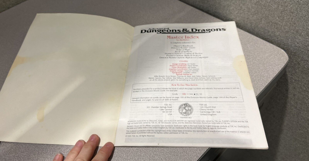 Advanced Dungeons & Dragons 9504 Dungeon Master Screen & Master Index 1995 TSR