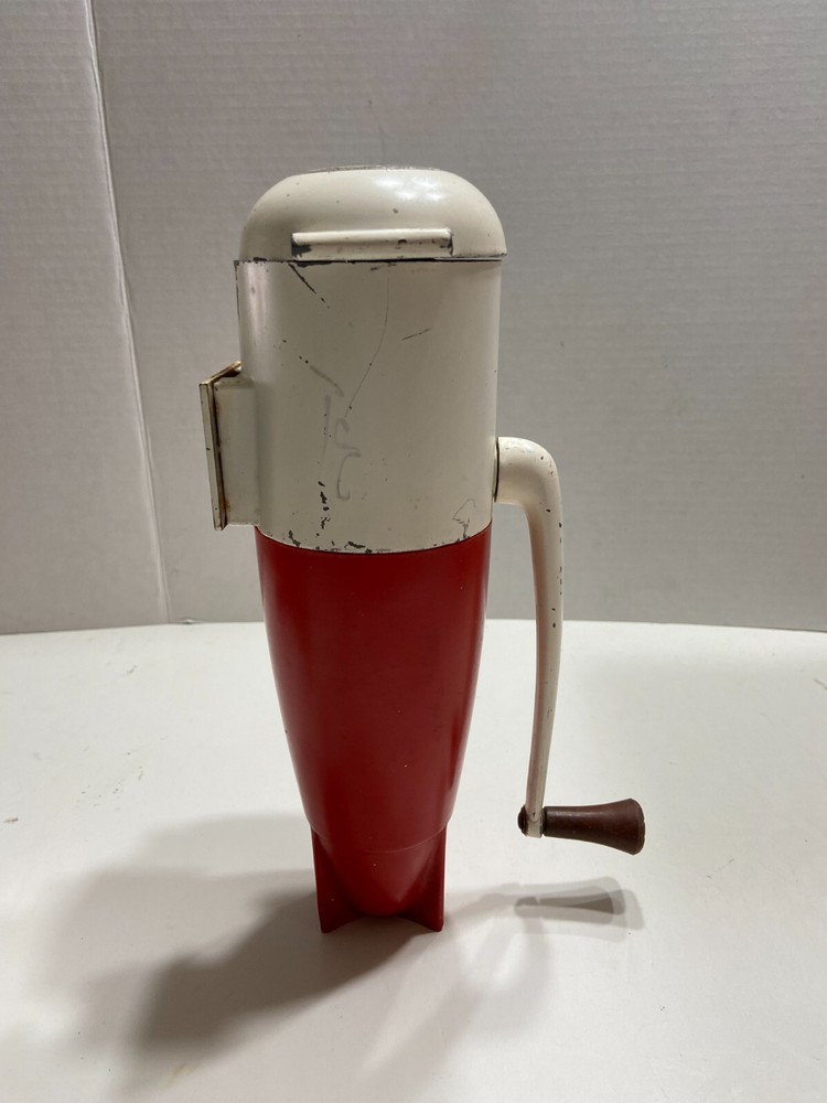 Vintage Dazey Rocket Ice Crusher - Red and White with Crank Handle