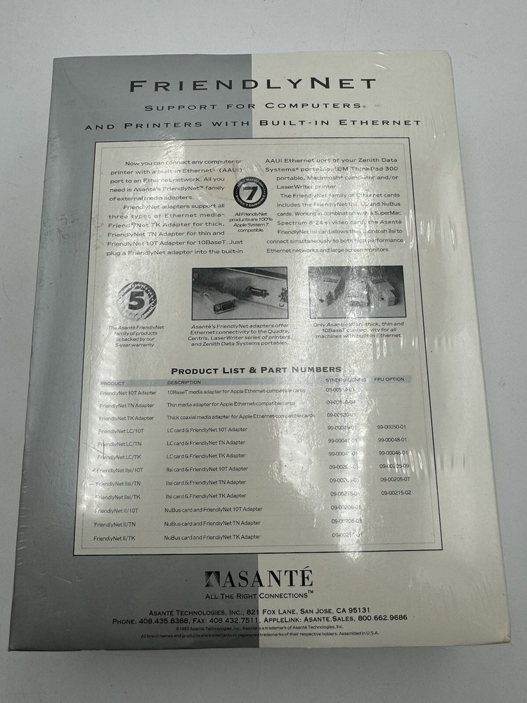 Asante FriendlyNet Ethernet Adapter New