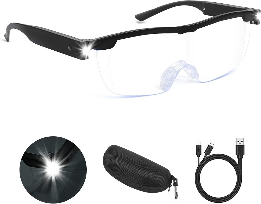 200% Magnification LED Lighted Handheld Magnifying Glass, USB Rechargeable