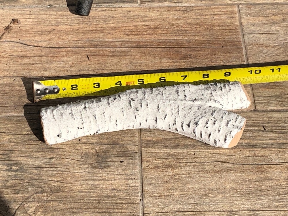 PIECE DECORATIVE REALISTIC FLAME CERAMIC WOOD BIRCH FIREPIT LOG SET 5 piece