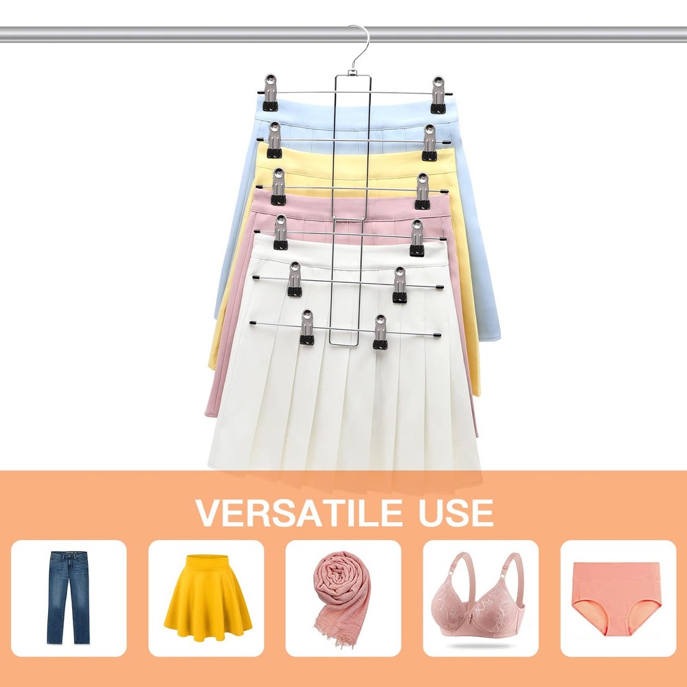 3 Pack Pants-Hangers-Space-Saving,6 Large, 3 Pack-silver