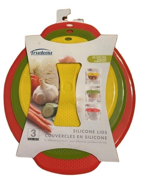 3-pack Trudeau Silicone Bowl Lid Stackable Food Storage Covers