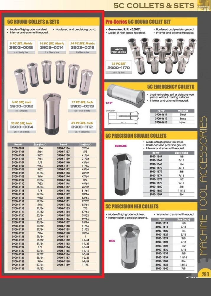 19/32" 5C ROUND COLLET (3900-1135)