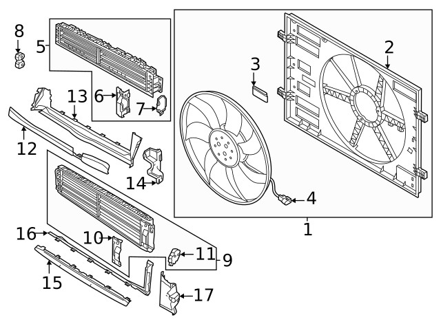 Genuine Audi Radiator Shutter Assembly 8Y0-121-219-A