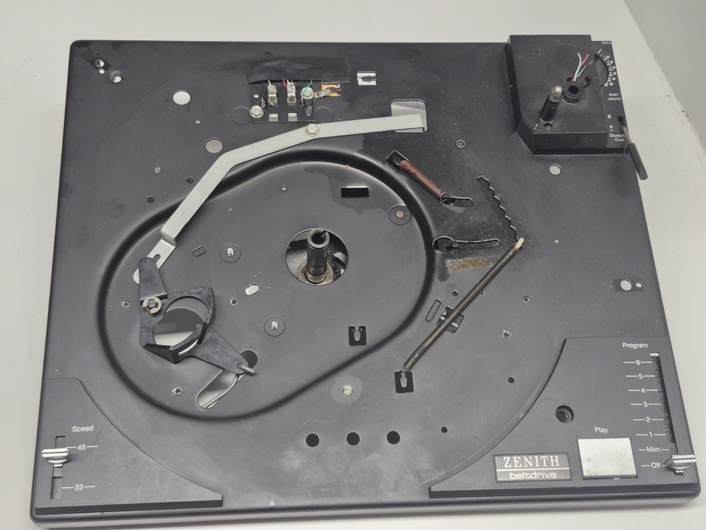 Vintage Zenith Belt Drive Turntable Chassis Parts