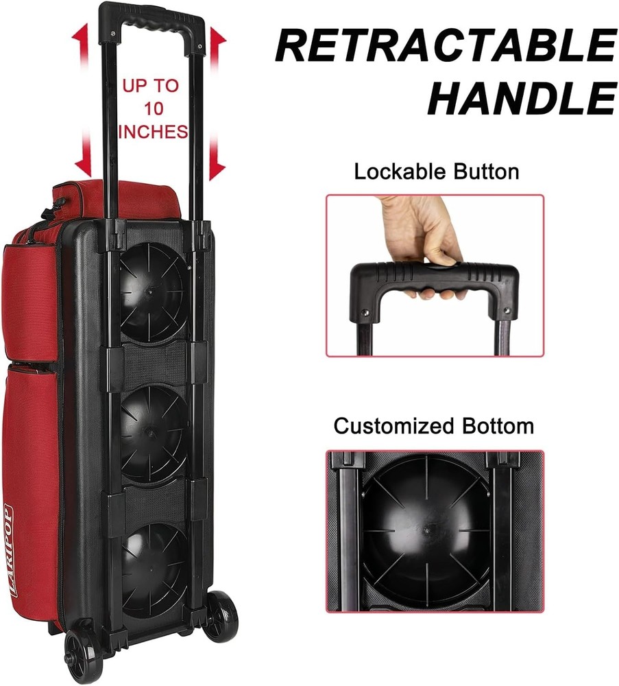 Professional 3 Ball Bowling Bag with Padded Compartments