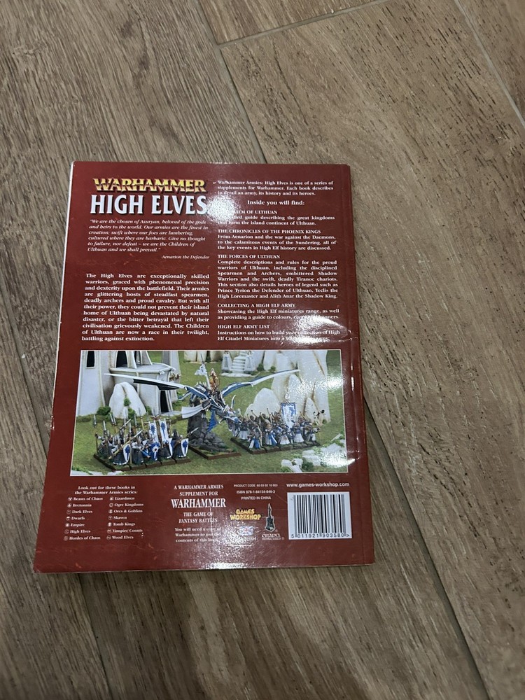 Warhammer Armies Fantasy High Elves Army Book Codex 2007 OOP Games Workshop