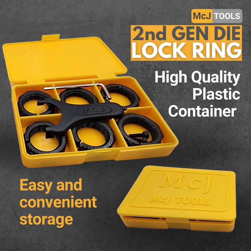 McJ Tools Reloading Die Lock Rings 2nd Gen 6pack