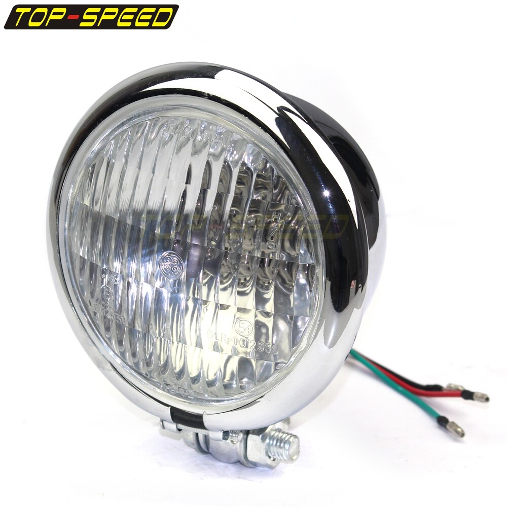 Chrome 4.5'' H4 Bates Style Headlight Front Lighting For Harley Bobber Chopper
