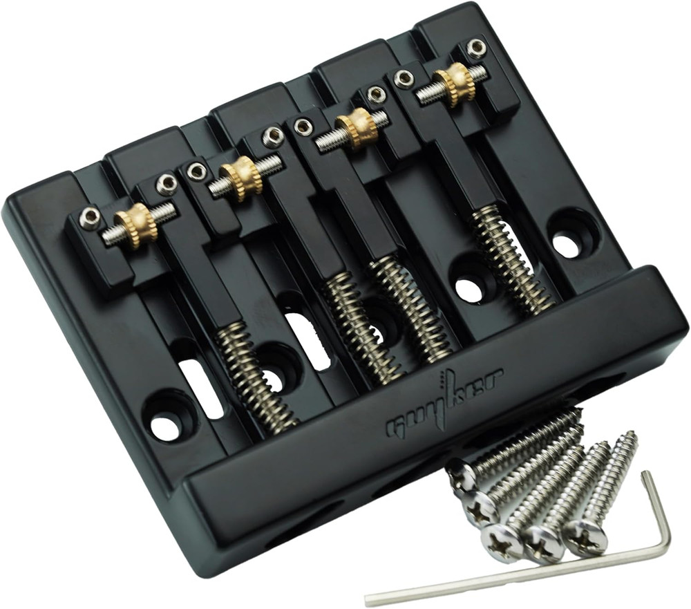 Black 4 String Bass Bridge with Roller Saddles