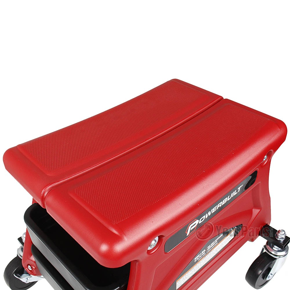 Powerbuilt Heavy Duty Compact Rolling Seat with Storage Trays For Tools 240283